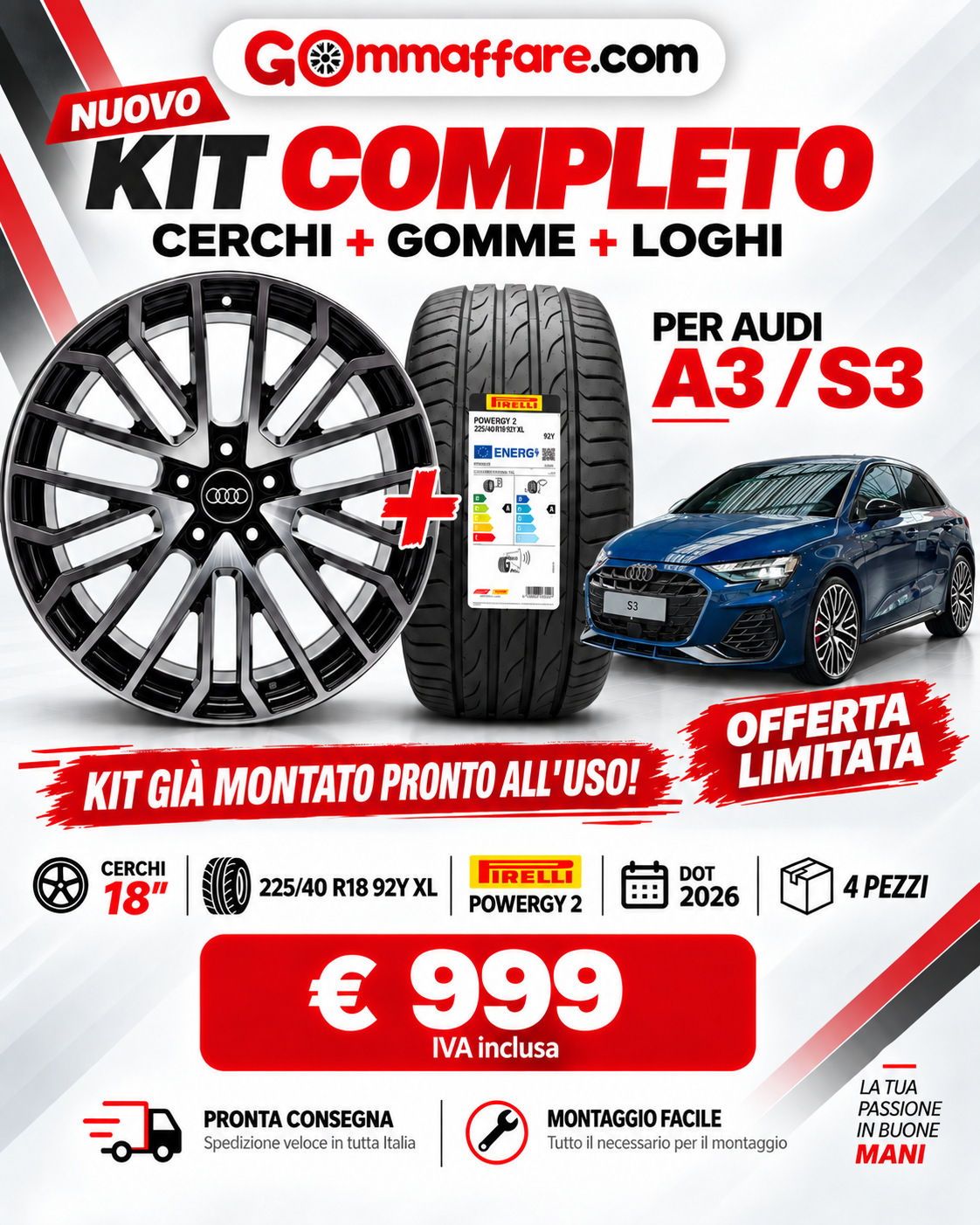 Gommaffare KIT AUDI A3 S3